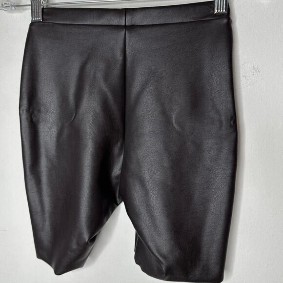NWT Skims SET Soot Faux Leather Long Sleeve High Neck Bodysuit Biker Shorts XS - Picture 5 of 16
